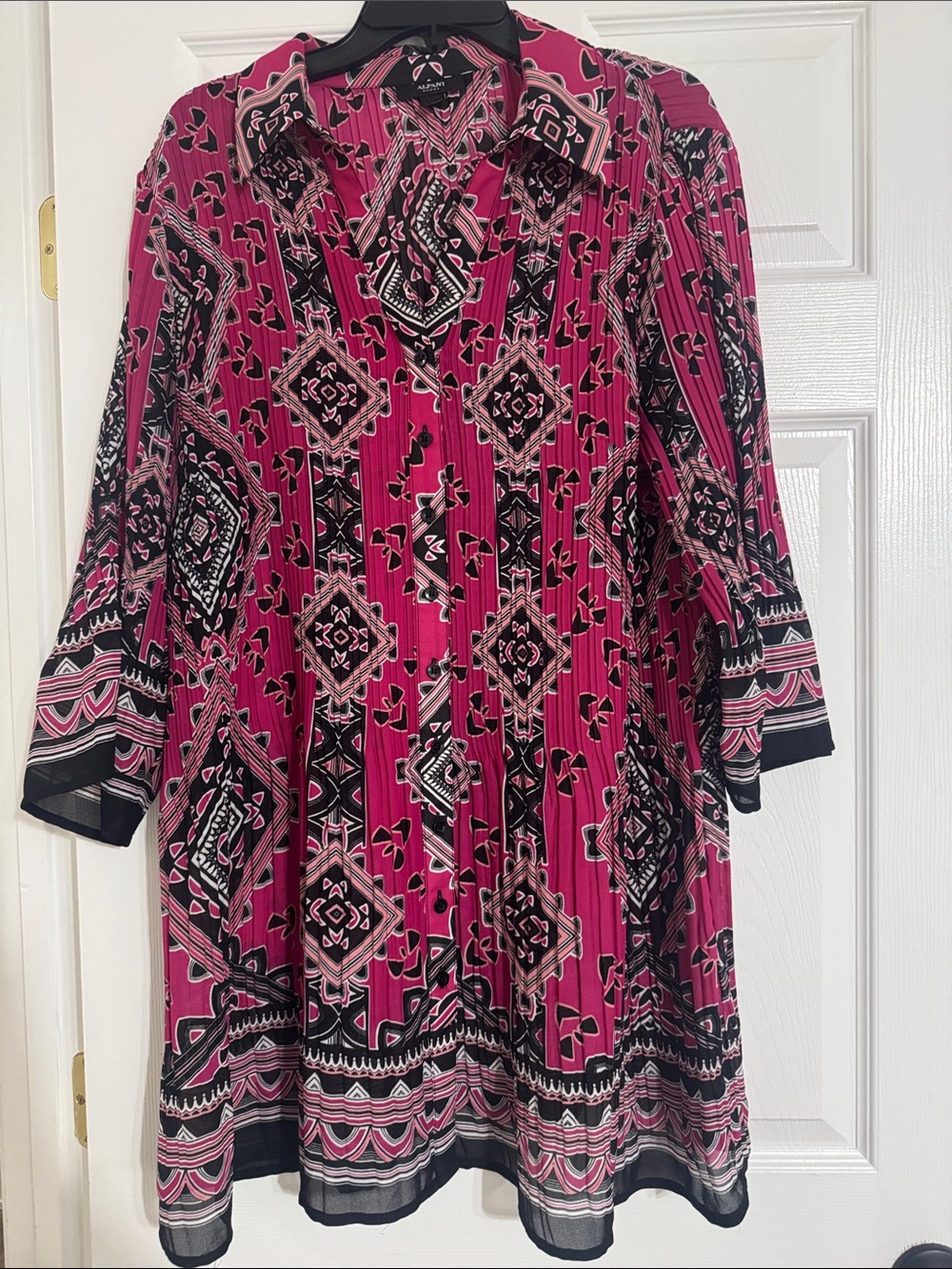 Alfani Pink Printed Midi Tunic Top